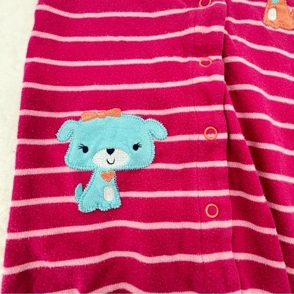 Pekkle Pink and White Stripe Pajama 18 Months with 2 Puppy Appliqués 100% Cotton - Picture 8 of 10